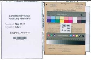 Entnazifizierung Johanna Leppers , geb. 02.07.1902 (Baeckerin)