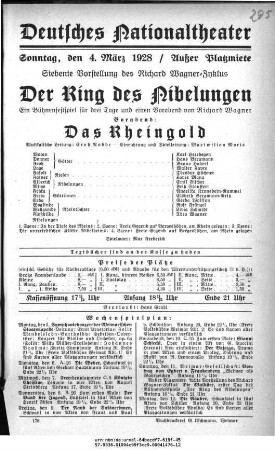 Der Ring des Nibelungen Vorabend: Das Rheingold