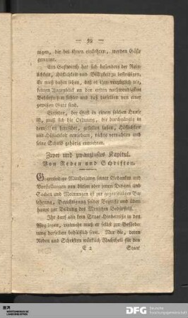 Zwei und zwanzigstes Kapitul. Von Reden und Schriften.