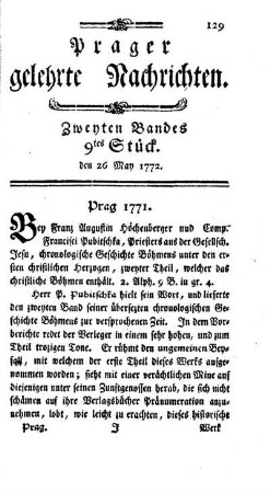 Zweyten Bandes 9tes Stück. den 26 May 1772.