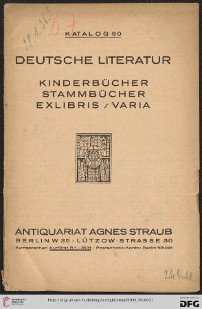 Nr. 90: Katalog: Deutsche Literatur - Kinderbücher, Stammbücher, Exlibris/Varia