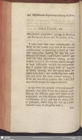 Section IX. Miscellaneous Experiments relating to Nitre, the Nitrous Acid and Nitrous Air