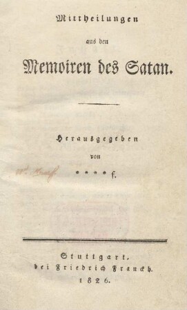 [1]: Mittheilungen aus den Memoiren des Satan