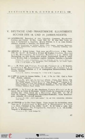 V. Deutsche und französische illustrierte Bücher des 18. und 19. Jahrhunderts (Nr. 219-388)