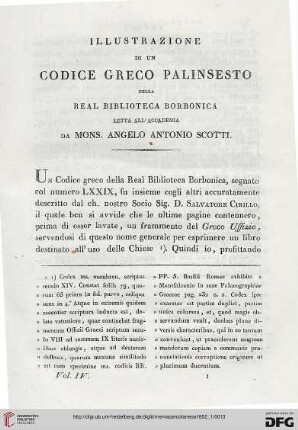 4: Illustrazione di un codice greco palinsesto della Real Biblioteca Borbonica : letta all'Accademia