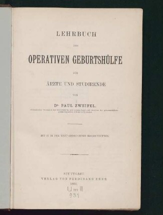 Lehrbuch der operativen Geburtshülfe : für Ärzte und Studirende ; mit 87 Holzschnitten