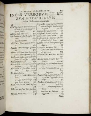 Index Verborum Et Rerum Notabiliorum in hoc Volumine obuiarum.