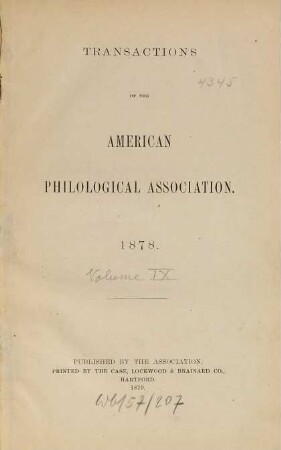 Transactions of the American Philological Association : TAPA. 9. 1878 (1879)
