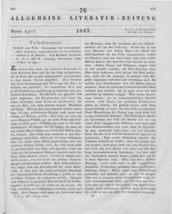 Auerbach, B.: Schrift und Volk. Grundzüge der volksthümlichen Literatur, angeschlossen an eine Charakteristik R. J. P. Hebel's. Leipzig: Brockhaus 1846