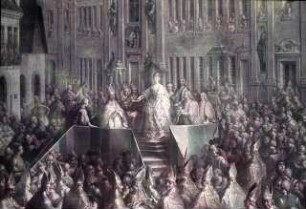 Die Vereidigung Maria Theresias vor dem Ordenshaus der Barmherzigen Brüder