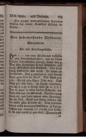 Der siebenzehende Abschnitt. Nervenfieber.