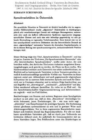 Sprachvarietäten in Österreich
