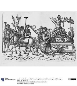 Triumphzug Cäsars, Blatt 3: Prunkwagen mit Rüstungen
