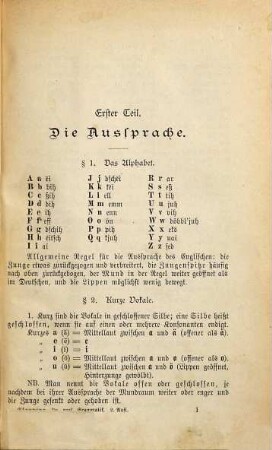 Lehrbuch der englischen Sprache : Grammatik und Übungsbuch, 1. Laut- und Formenlehr