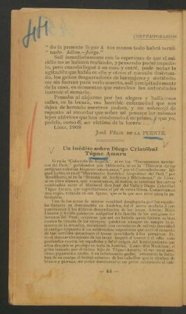 Un inédito sobre Diego Cristóbal Túpac Amaru