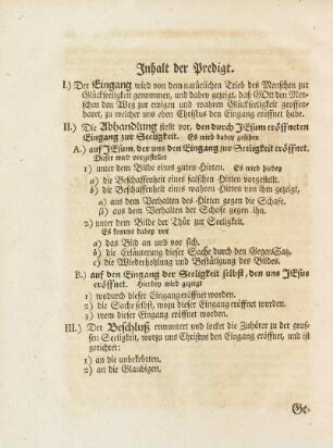 Inhalt der Predigt