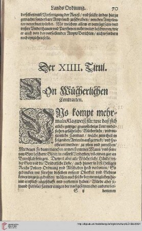 Titul XIIII Rubr. I von wücherlichen Contracten