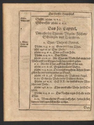 Das 10. Capitel. Von allerley Thieren/ Vögeln/ Fischen/ Schlangen und Würmern.