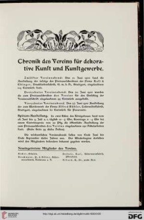 Chronik des Vereins für dekorative Kunst und Kunstgewerbe