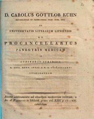 Additamenta ad elenchum medicorum veterum, a Jo. A. Fabricio in Biblioth. graec. vol. XIII. p. 17-456 exhibitum II