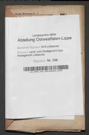 Erblasser: Ellerkamp, Christian Heinrich Gottlieb; Erblasser: Ellerkamp, Anna Marie Dorothee, geb. Wehbrink: