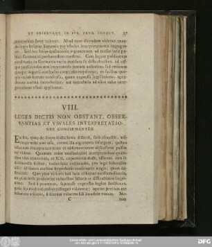 VIII. Leges Dictis Non Obstant, Observantias Et Usuales Interpretationes Confirmantes.