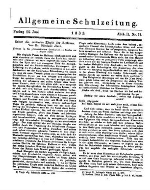 Ueber die erotische Elegie der Hellenen : (Fortsetzung folgt.)