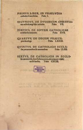Catholicvs Catechismvs. Friderici Navseae Blancicampiani, Episcopi Viennensis, Inuictissimi Caesaris &c. Ferdinandi à sacris studijs & Consilijs, in catholicum Catechismum : libri sex ; Ad Sacrosanctae Catholicae ecclesiae, eiusdemq[ue] fidei, pietatis & religionis reparatione[m], auctionem & conseruationem ...