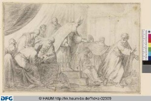 Judas bringt den Pharisäern die Silbergroschen zurück