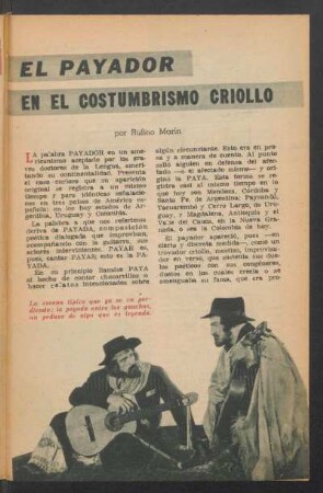 El payador en el costumbrismo criollo