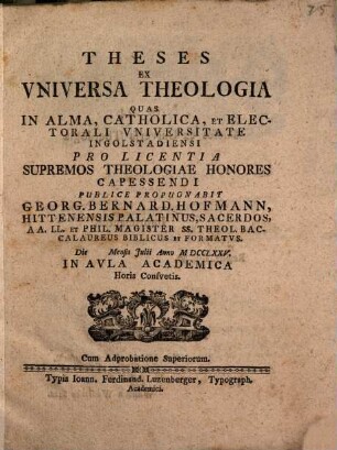 Theses ex universa theologia