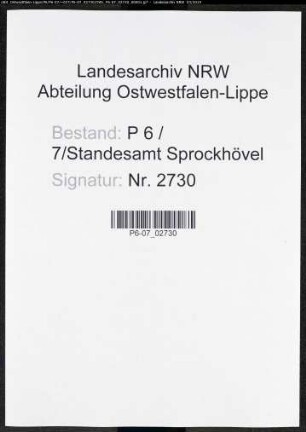 Sterberegister Standesamt Sprockhövel