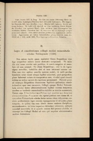 309-319, II. Leges et constitutiones collegii medici universitatis scholae Tubingensis [1538]