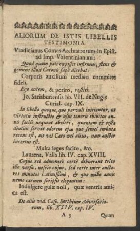 Aliorum De Istis Libellis Testimonia