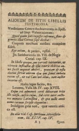 Aliorum De Istis Libellis Testimonia