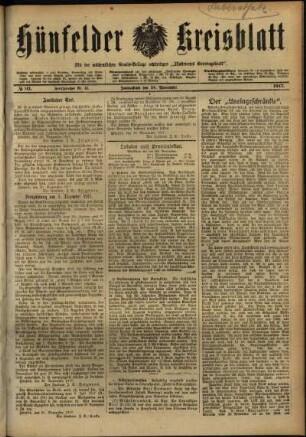 Ausgabe vom Samstag, den 24. November 1917.