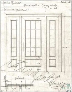 Fischer, Theodor; München; Haus Milker - Glasabschluss OG (Ansicht, Schnitt)