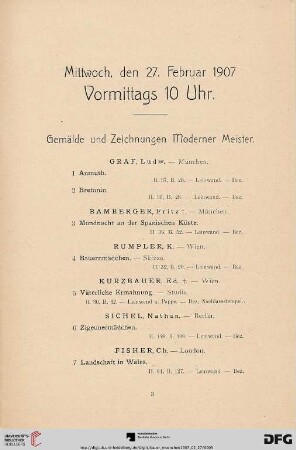Gemälde und Zeichnungen Moderner Meister (Nr. 1-88)