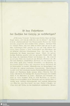 Ist das Desertieren der Sachsen bei Leipzig zu rechtfertigen?