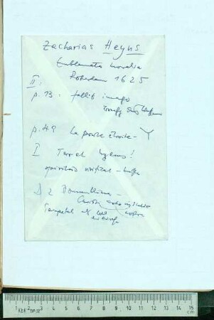 Handschriftliche Notizen des früheren Besitzers