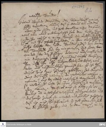 Brief von Johann Hieronymus Wiegleb an August Hermann Francke.