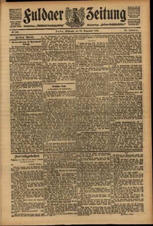 Erste Ausgabe vom Mittwoch, den 30. Dezember 1908.