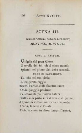 Scena III. Coro di Pastori, Coro di Sacerdoti, Montano, Mirtillo