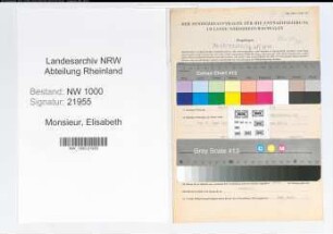 Entnazifizierung Elisabeth Monsieur, geb. 15.07.1910 (Postassistentin)