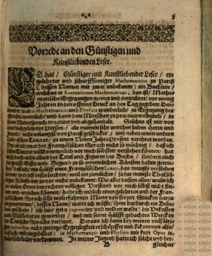 Deliciae Physico-Mathematicae, Oder Mathemat. und Philosophische Erquickstunden, [1]. Darinnen Sechshundert Dreyvnd Sechzig Schöne, Liebliche und Annehmliche Kunststücklein, Auffgaben vnd Fragen auß der Rechenkunst, Landtmessen, Perspectiv, Naturkündigung vnd andern Wissenschafften genommen, begriffen seindt : Wie solche uf der andern seiten dieses blats ordentlich nacheinander verzeichnet worden