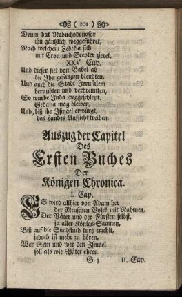 Außzug der Capitel Des Ersten Buches Der Königen Chronica