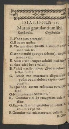 Dialogus 21. Mutuo gratulantium sibi