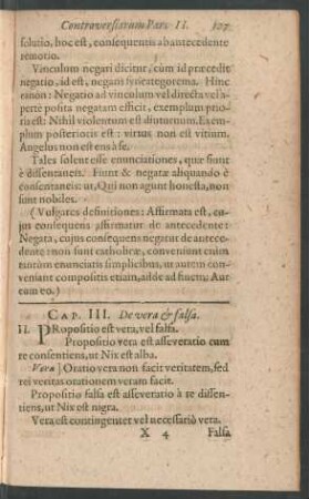 Cap. III. De vera et falsa.