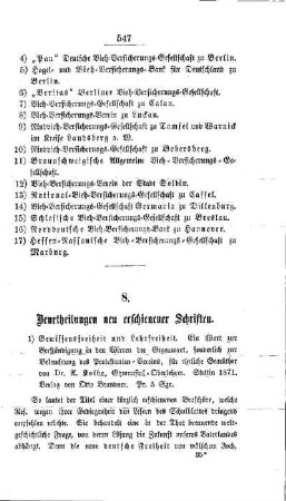 Beurtheilungen neu erschienener Schriften