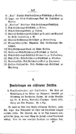 Beurtheilungen neu erschienener Schriften